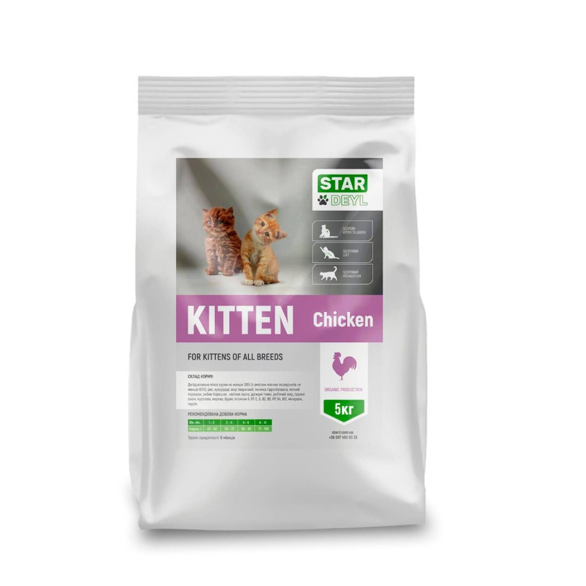 Сухой корм Kitten Chicken 5кг (курица) для котят