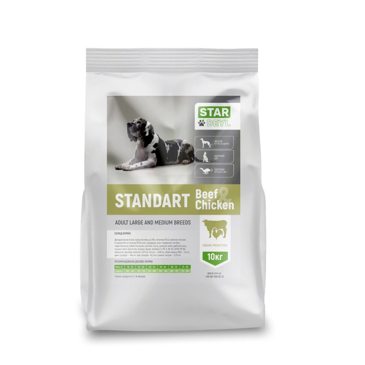 Сухий корм Standart 10кг (курка + телятина) для собак великих та середніх порід  
