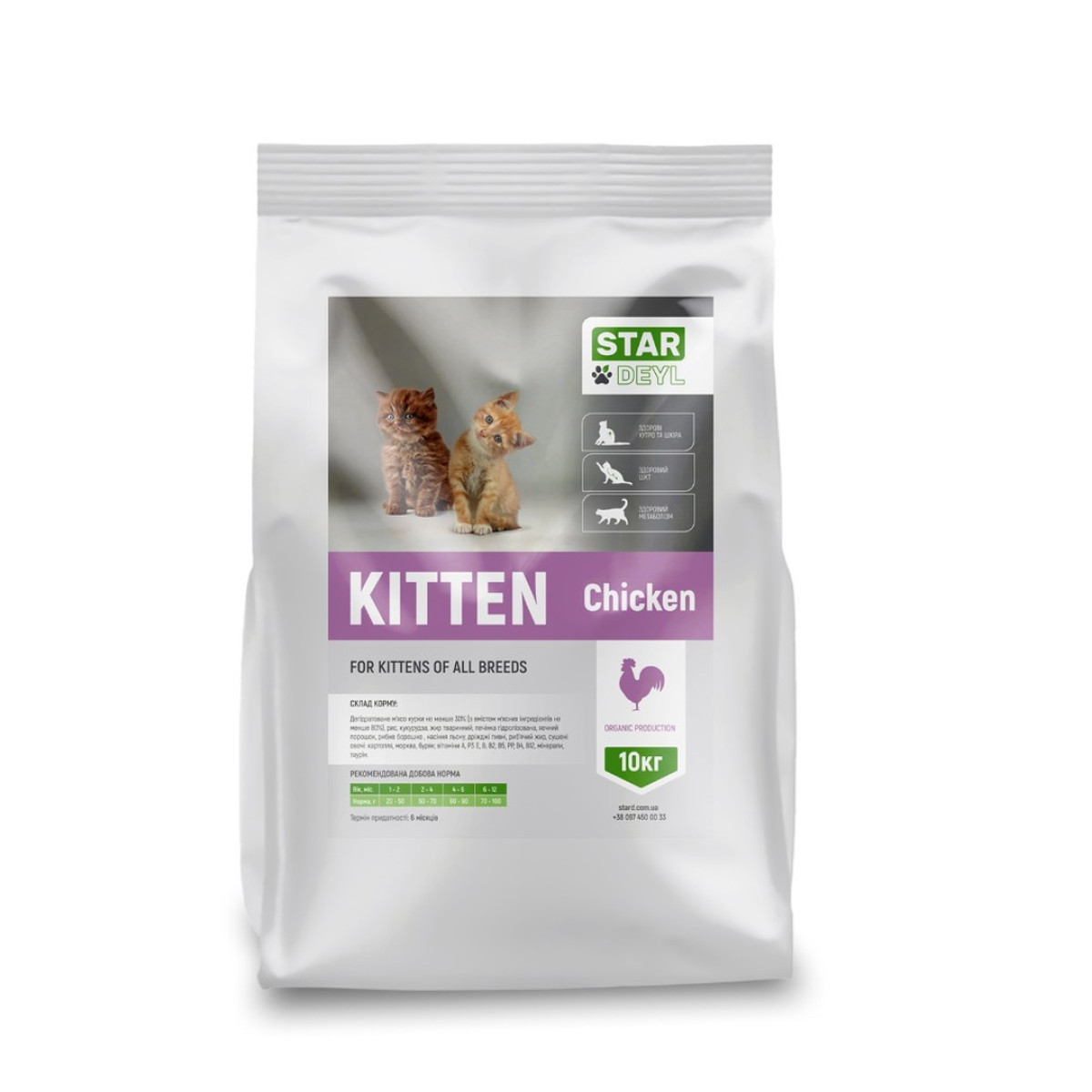 Сухой корм Kitten Chicken 10кг (курица) для котят