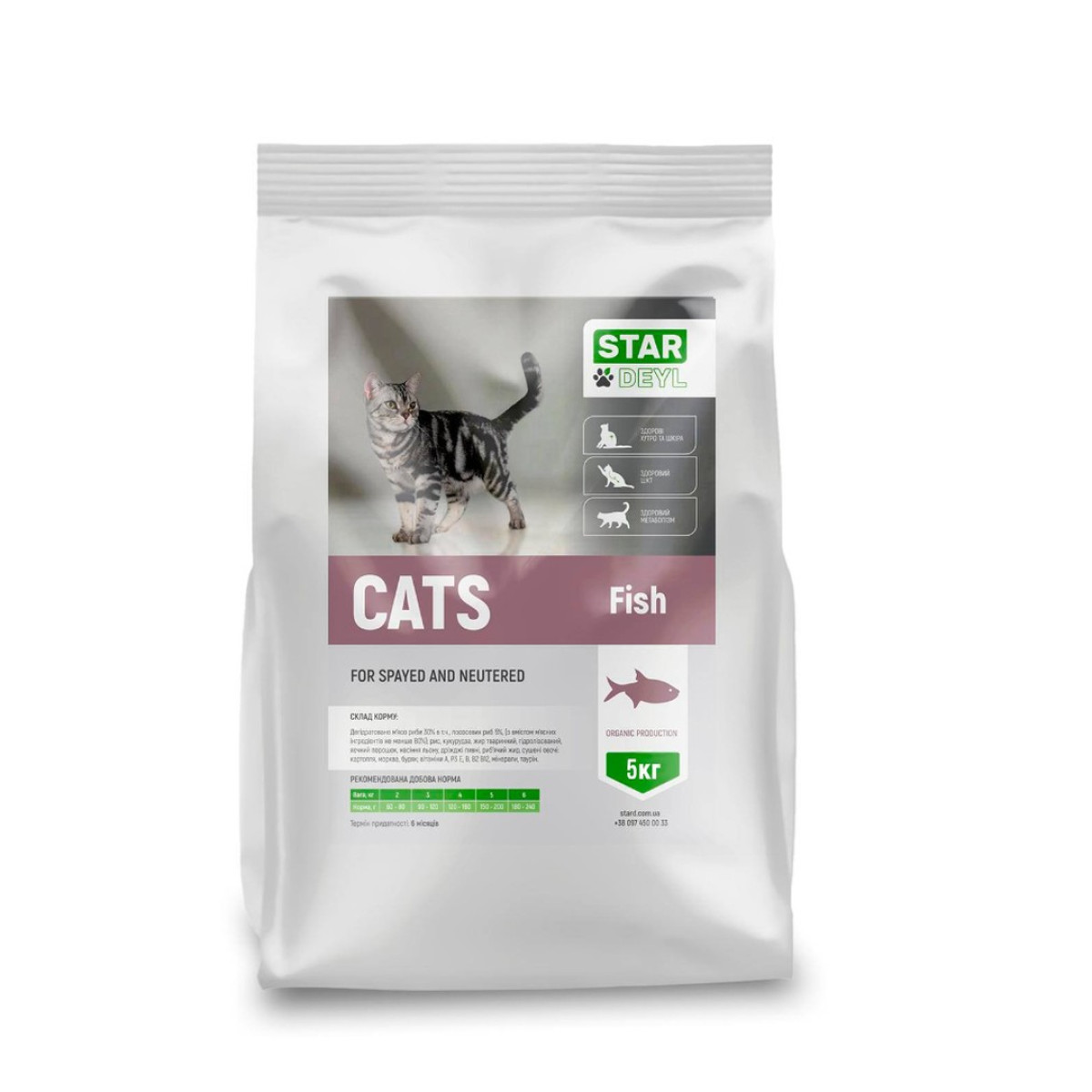 Cat-5kg Сухий корм cats fish (риба) для стерилізованих котів 5кг - зображення 1